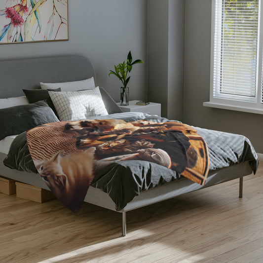 Cozy Pets Velveteen Microfiber Blanket – Soft Pet-Themed Throw for Animal Lovers.