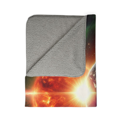 Cosmic Fleece Sherpa Blanket - Galactic Space Design, Soft & Cozy Throw for Stargazers.