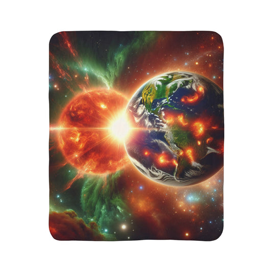 Cosmic Fleece Sherpa Blanket - Galactic Space Design, Soft & Cozy Throw for Stargazers.