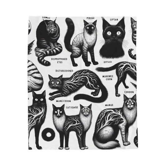 Cat Breed Velveteen Plush Blanket - Cozy Animal Lover Gift.