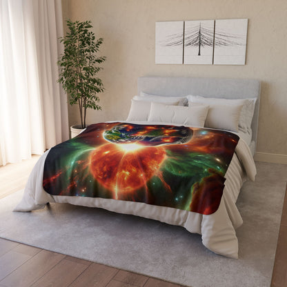 Cosmic Fleece Sherpa Blanket - Galactic Space Design, Soft & Cozy Throw for Stargazers.