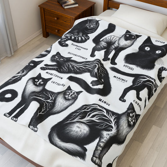 Cat Breed Velveteen Plush Blanket - Cozy Animal Lover Gift.