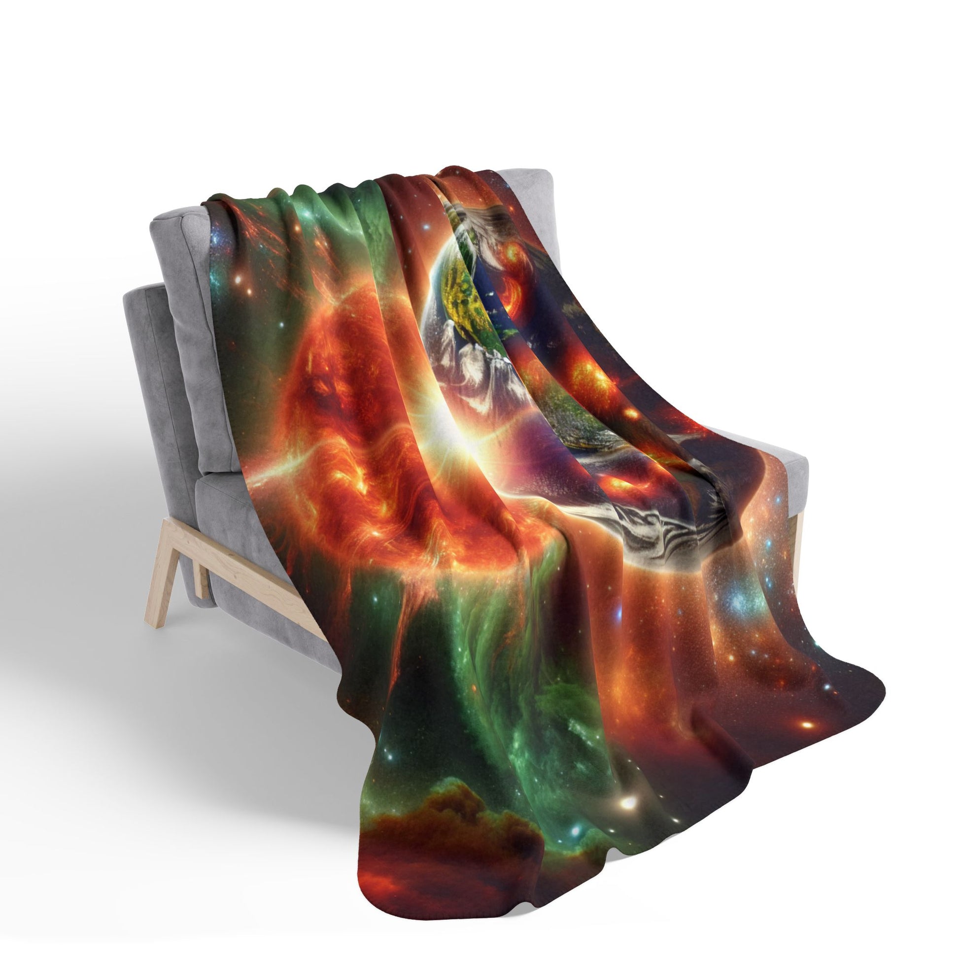Cosmic Fleece Sherpa Blanket - Galactic Space Design, Soft & Cozy Throw for Stargazers.