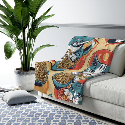 Cozy Cat-Themed Sherpa Fleece Blanket for Cat Lovers.