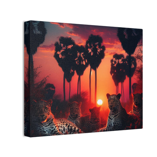 Wildlife Canvas Art - Leopard Sunset Wall Decor.
