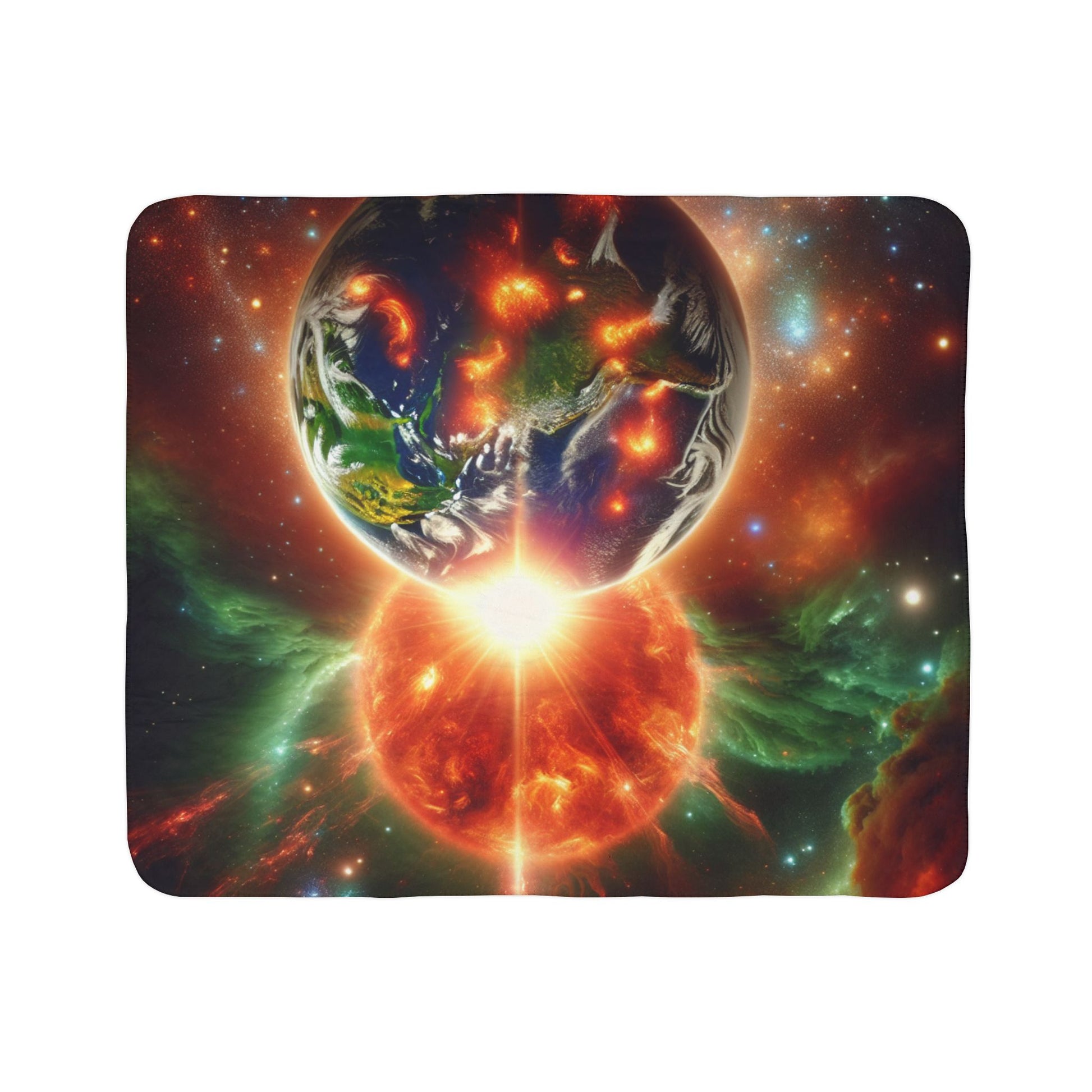 Cosmic Fleece Sherpa Blanket - Galactic Space Design, Soft & Cozy Throw for Stargazers.