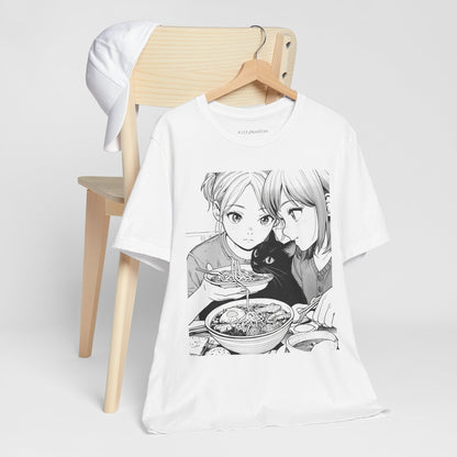 Anime-Inspired Unisex Short Sleeve Tee - Foodie Friend Duo.