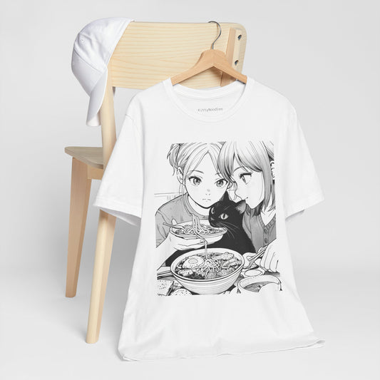 Anime-Inspired Unisex Short Sleeve Tee - Foodie Friend Duo.