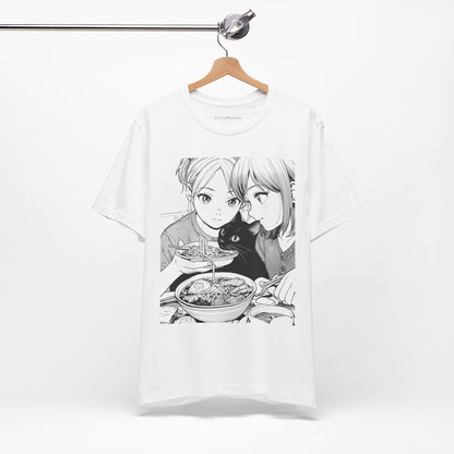Anime-Inspired Unisex Short Sleeve Tee - Foodie Friend Duo.