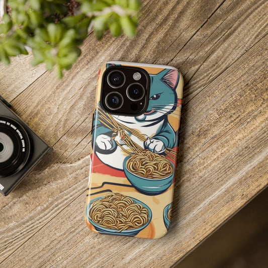 Cute Cat Phone Case - Noodle Lover Design.