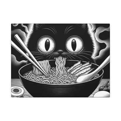 Whimsical Cat Ramen Canvas Art - Perfect Gift for Cat Lovers.