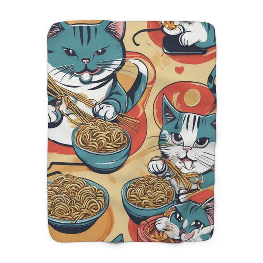 Cozy Cat-Themed Sherpa Fleece Blanket for Cat Lovers.